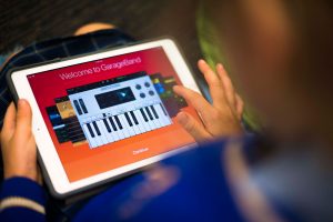 Student on garage band