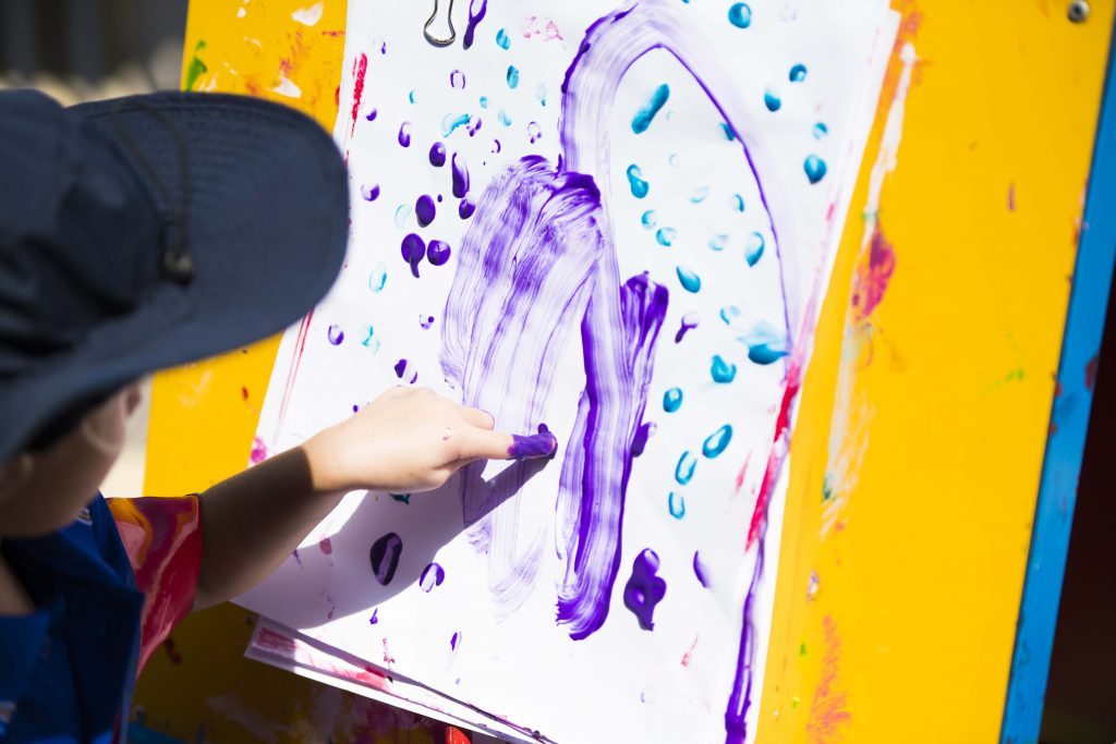 Finger painting in Early Learning at Mandurah Baptist College